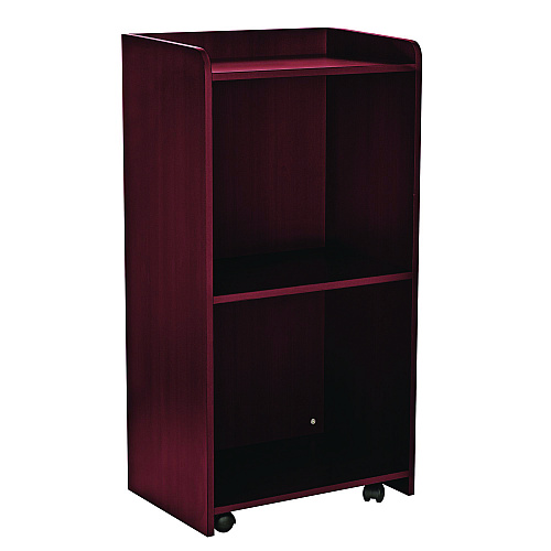AdirOffice Wood Mobile Presentation Lectern Speaker Stand with Shelves, 22.44 x 16.53 x 45.98, Mahogany (I66107MA)