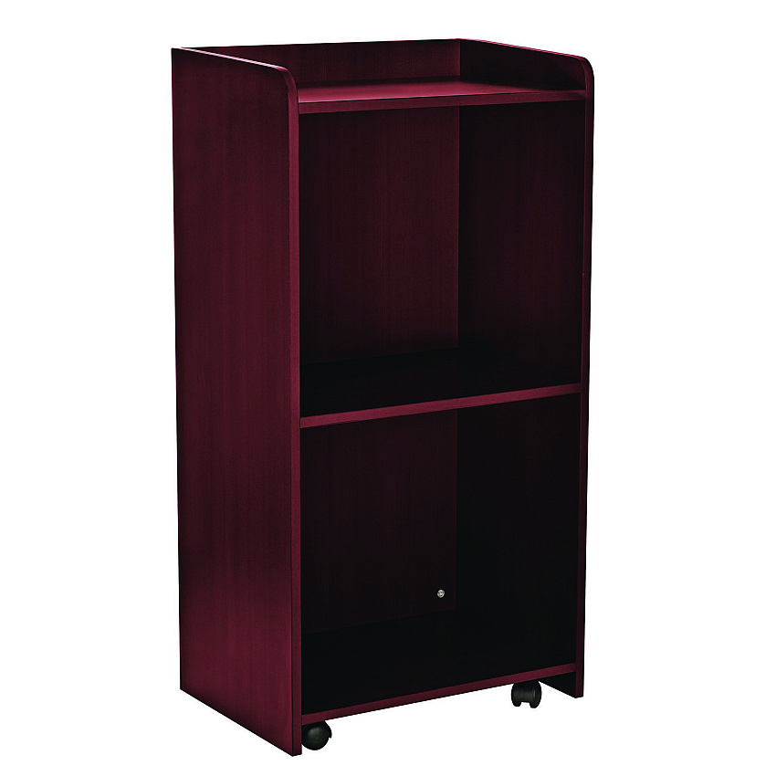AdirOffice Wood Mobile Presentation Lectern Speaker Stand with Shelves, 22.44 x 16.53 x 45.98, Mahogany (I66107MA)