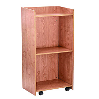 AdirOffice Wood Mobile Presentation Lectern Speaker Stand with Shelves, 22.44 x 16.53 x 45.98, Medium Oak (I66107MEO)