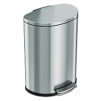 HLS Commercial Step Pedal Trash Can, 13 gal, Half-Round Plastic/Stainless Steel, Silver (HLSS13D)