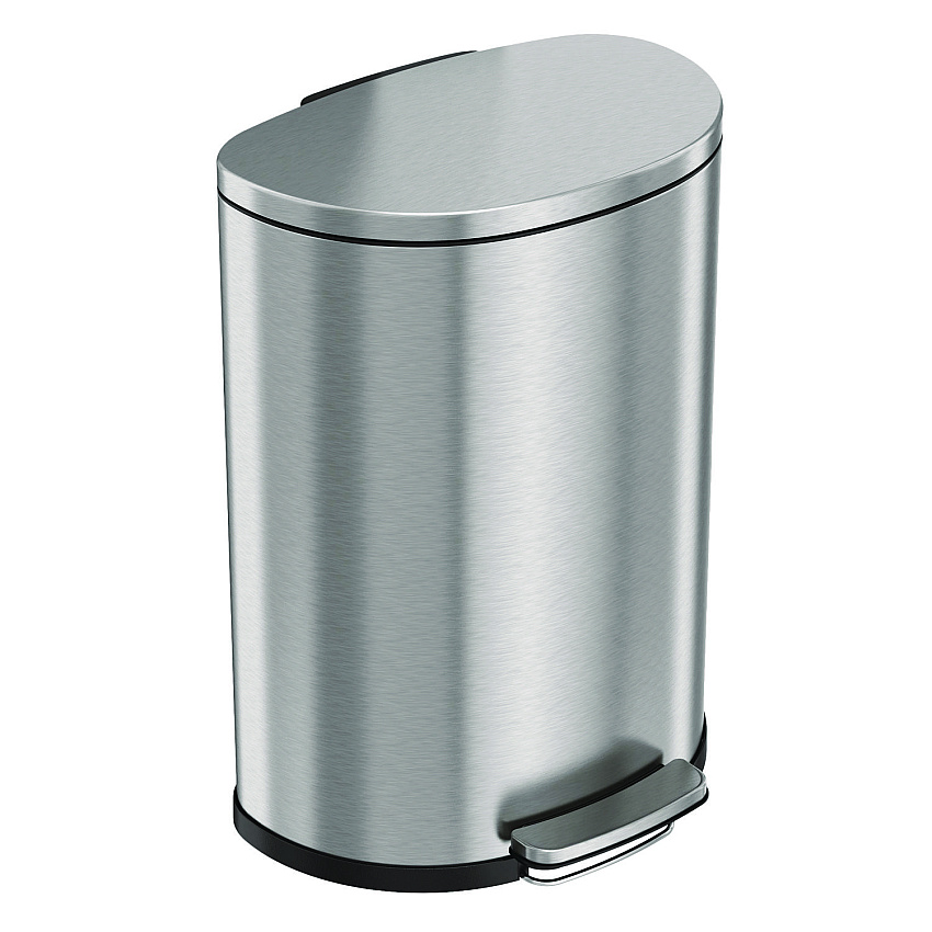 HLS Commercial Step Pedal Trash Can, 13 gal, Half-Round Plastic/Stainless Steel, Silver (HLSS13D)