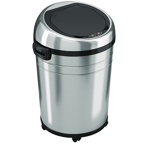 HLS Commercial Extra-Large Sensor Trash Can with Wheels, 18 gal, Plastic/Stainless Steel (HLS18RC)