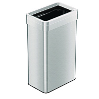 HLS Commercial Open Top Trash Can, Rectangular, 18 gal, Plastic/Stainless Steel, Silver (HLS18UOT)