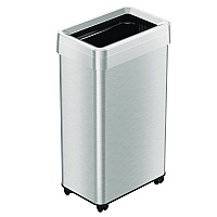 HLS Commercial Open Top Trash Can with Wheels, 18 gal, Plastic Stainless Steel, Silver (HLS18UOTM)