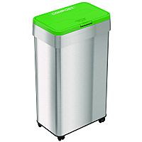 HLS Commercial Open Top Compost Bin with Wheels and Color-Coded Lid, 21 gal, Plastic/Stainless Steel, Silver/Green (HLS21UOTMCOP)