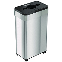 HLS Commercial Open Top Trash Bin with Wheels and Color-Coded Lid, 21 gal, Plastic/Stainless Steel, Silver/Black (HLS21UOTMTRS)