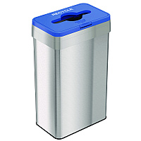 HLS Commercial Open Top Recycle Bin with Color-Coded Lid, 21 gal, Plastic/Stainless Steel, Silver/Blue (HLS21UOTREC)
