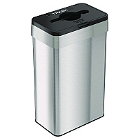 HLS Commercial Open Top Trash Can with Color-Coded Lid, 21 gal, Plastic/Stainless Steel, Silver/Black (HLS21UOTTRS)
