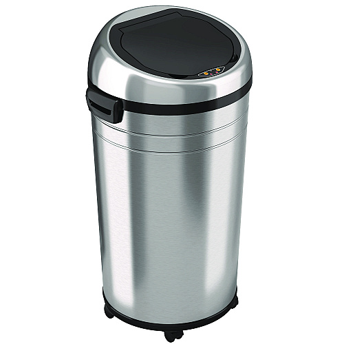 HLS Commercial Extra-Large Sensor Trash Can with Wheels, 23 gal, Plastic/Stainless Steel, Silver/Black (HLS23RC)