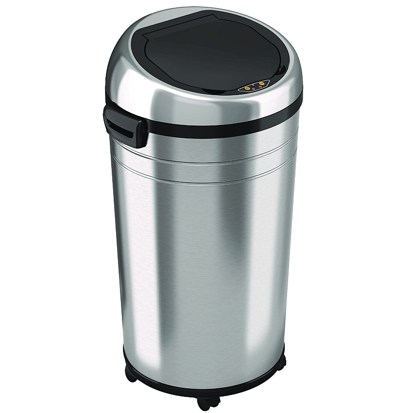 HLS Commercial Extra-Large Sensor Trash Can with Wheels, 23 gal, Plastic/Stainless Steel, Silver/Black (HLS23RC)