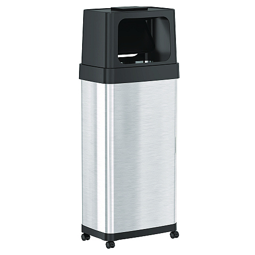 HLS Commercial Dual Push Door Trash Can, 24 gal, Stainless Steel, Silver/Black (HLS24DPO)