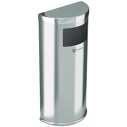HLS Commercial Side-Entry Trash Can with Wall Mount, 9 gal, Stainless Steel, Silver (HLSC01G09A)