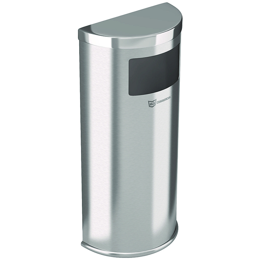 HLS Commercial Side-Entry Trash Can with Wall Mount, 9 gal, Stainless Steel, Silver (HLSC01G09A)