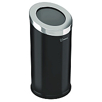 HLS Commercial Beveled Open Top Trash Can, 15 gal, Stainless Steel, Black (HLSC04G15B)