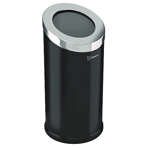 HLS Commercial Beveled Open Top Trash Can, 15 gal, Stainless Steel, Black (HLSC04G15B)