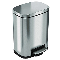 HLS Commercial Step Pedal Trash Can, 1.3 gal, Plastic/Stainless Steel, Silver (HLSS01R)