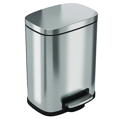 HLS Commercial Step Pedal Trash Can, 1.3 gal, Plastic/Stainless Steel, Silver (HLSS01R)