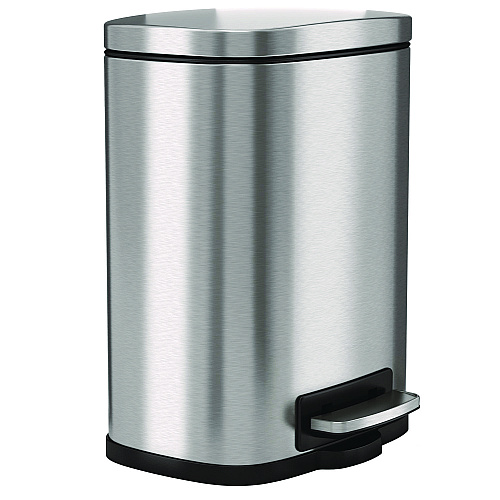 HLS Commercial Fire-Resistant Step Pedal Trash Can, 1.3 gal, Plastic/Stainless Steel, Silver (HLSS01RFR)