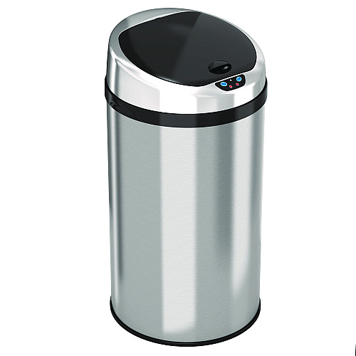 HLS Commercial Sensor Trash Can, 8 gal, Plastic/Stainless Steel, Silver (HLS08RCB)