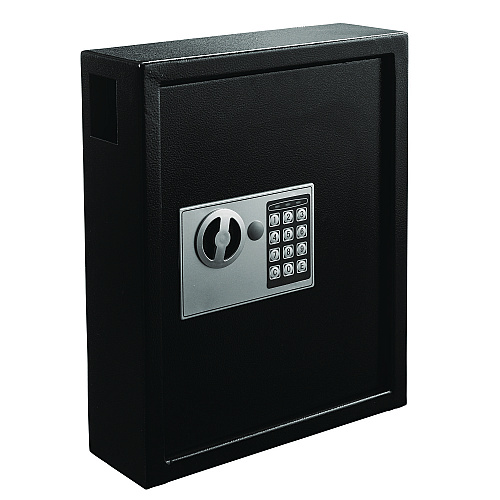 AdirOffice Steel Digital Lock Key Cabinet, 40-Key, 13 x 4 x 14.3, Stainless Steel 304, Black (I68040BLK)
