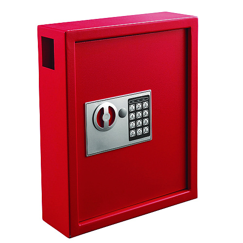 AdirOffice Steel Digital Lock Key Cabinet, 40-Key, 13 x 4 x 14.3, Stainless Steel 304, Red (I68040RED)