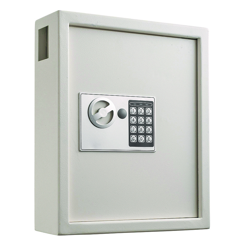 AdirOffice Steel Digital Lock Key Cabinet, 40-Key, 13 x 4 x 14.3, Stainless Steel 304, White (I68040WHI)