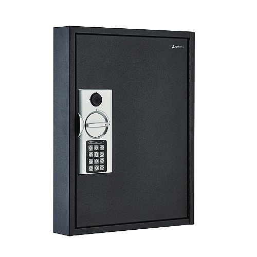 AdirOffice Steel Digital Lock Key Cabinet, 60-Key, 13 x 2.6 x 17, Stainless Steel 304, Black (I68060BLK)