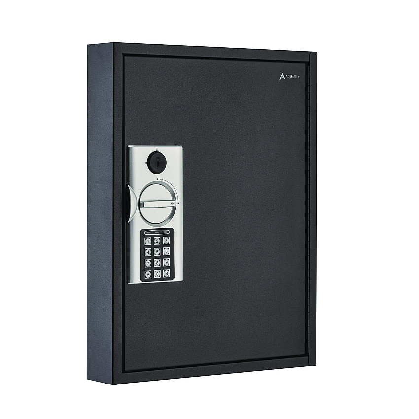 AdirOffice Steel Digital Lock Key Cabinet, 60-Key, 13 x 2.6 x 17, Stainless Steel 304, Black (I68060BLK)