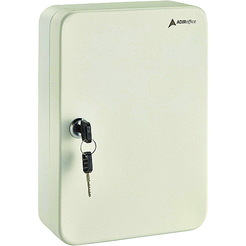 AdirOffice Steel Secure Key Cabinet with Key Lock, 48-Key, 7.1 x 3.1 x 10, Stainless Steel 304, White (I68148WHI)