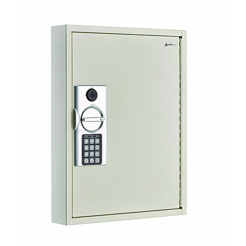 AdirOffice Steel Digital Lock Key Cabinet, 60-Key, 13 x 2.6 x 17, Stainless Steel 304, White (I68060WHI)