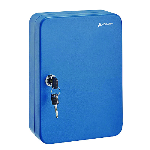 AdirOffice Steel Secure Key Cabinet with Key Lock, 48-Key, 7.1 x 3.1 x 10, Stainless Steel 304, Blue (I68148BLU)
