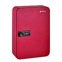 AdirOffice Steel Heavy-Duty Key Cabinet with Combination Lock, 48-Key, 7.1 x 3 x 10, Stainless Steel 304, Red (I68248RED)