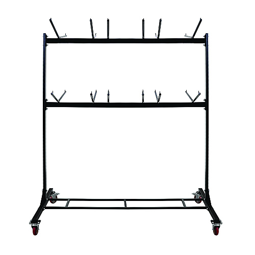 AdirOffice Steel Folding Chair Two-Tier Utility Cart, Metal, 1,000 lb Capacity, 33 x 65 x 68.5, Black (I69003)