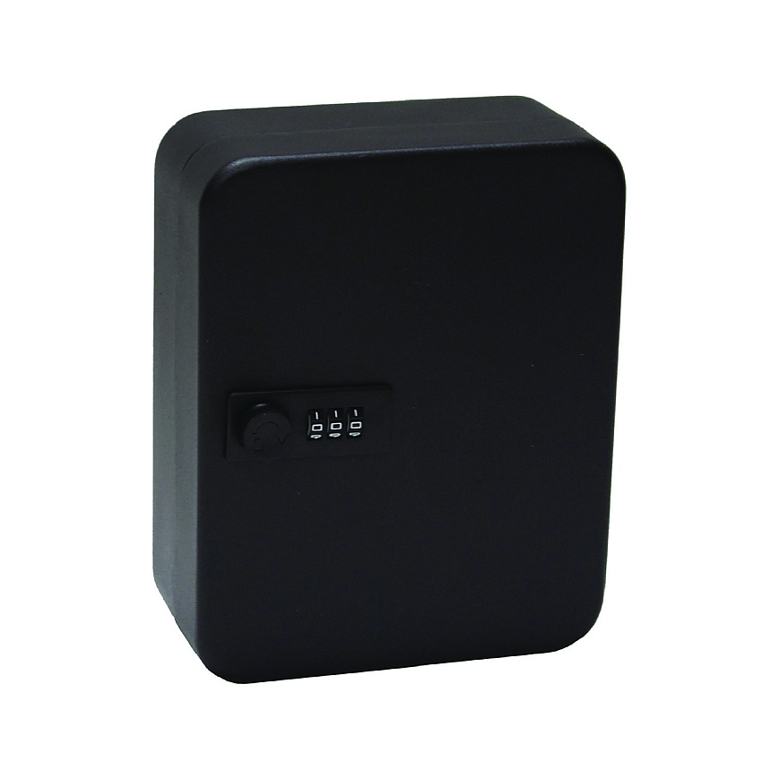 AdirOffice Steel Heavy-Duty Key Cabinet with Combination Lock, 30-Key, 6.4 x 3 x 8, Stainless Steel 304, Black (I68230BLK)