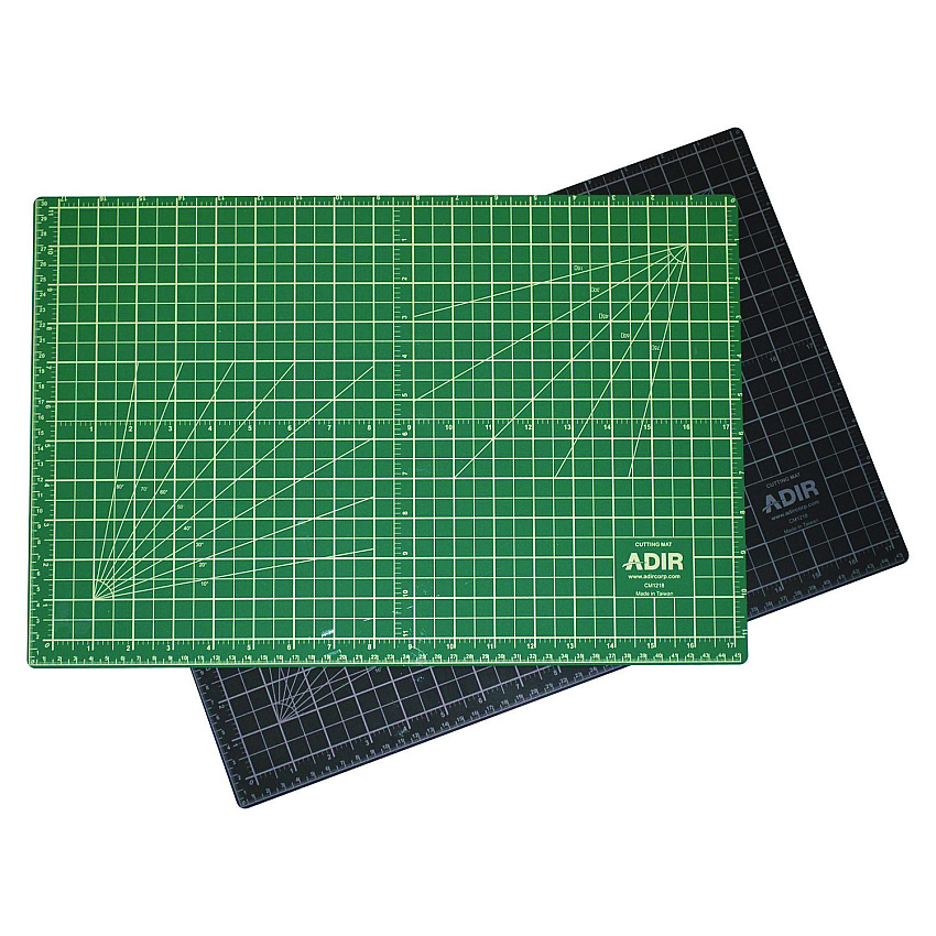 AdirOffice Reversible Self Healing Cutting Mat, 12 x 18, Green/Black (ICM1218)
