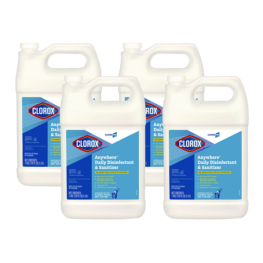 Clorox Anywhere Hard Surface Sanitizing Cleaner, 128 oz Bottle, 4/Carton (31651)