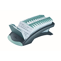 Durable TELINDEX Desk Address Card File, Holds 500 2.88 x 4.13 Cards, 5.13 x 9.31 x 3.56, Plastic, Graphite/Black (241201)