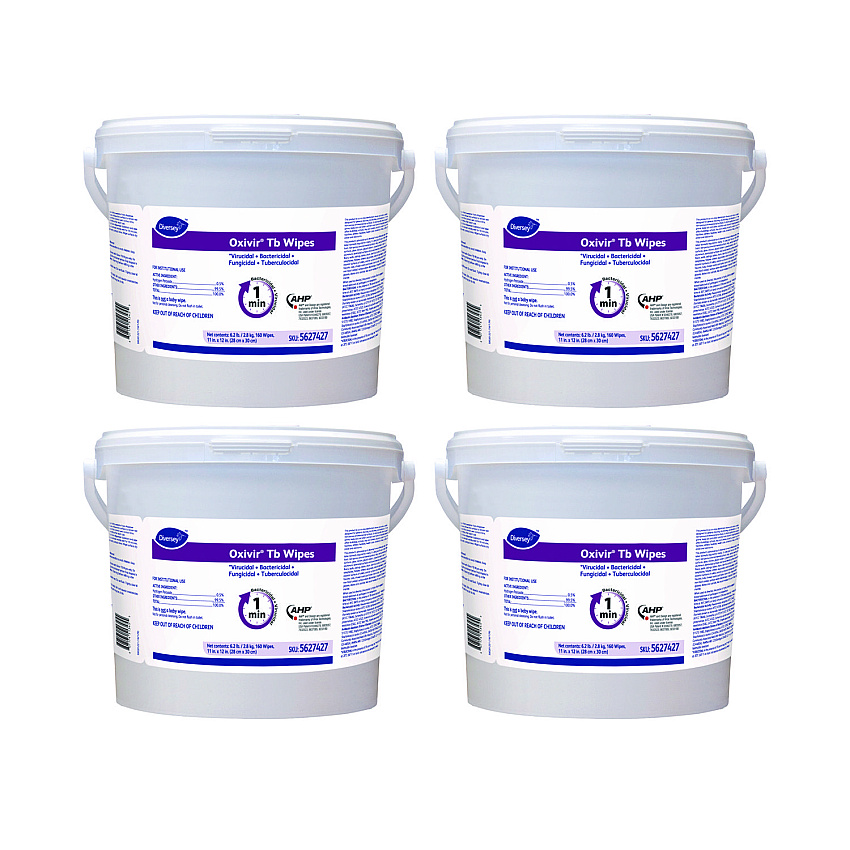 Diversey Oxivir TB Disinfectant Wipes, 11 x 12, White, 160/Bucket, 4 Buckets/Carton (5627427)