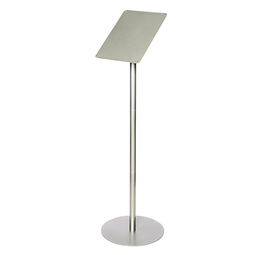 Deflecto Floor Sign Display with Rear Literature Pocket, 8.5 x 11 Insert, 45" Tall, Silver (692045)