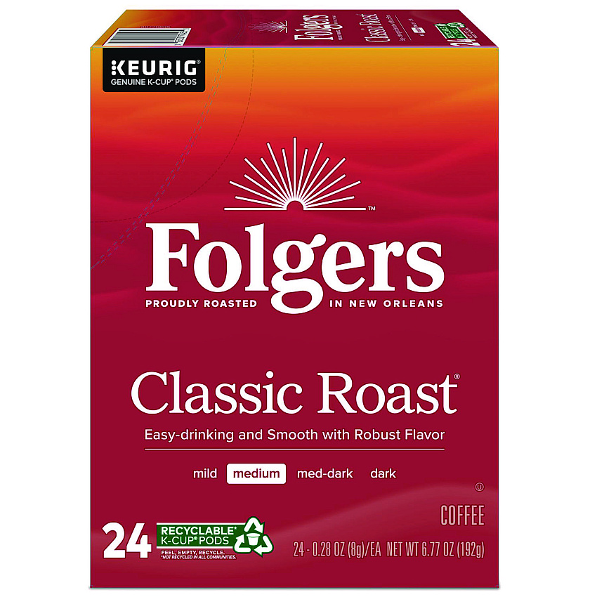 Folgers Gourmet Selections Classic Roast Coffee K-Cups, 24/Box (6685)
