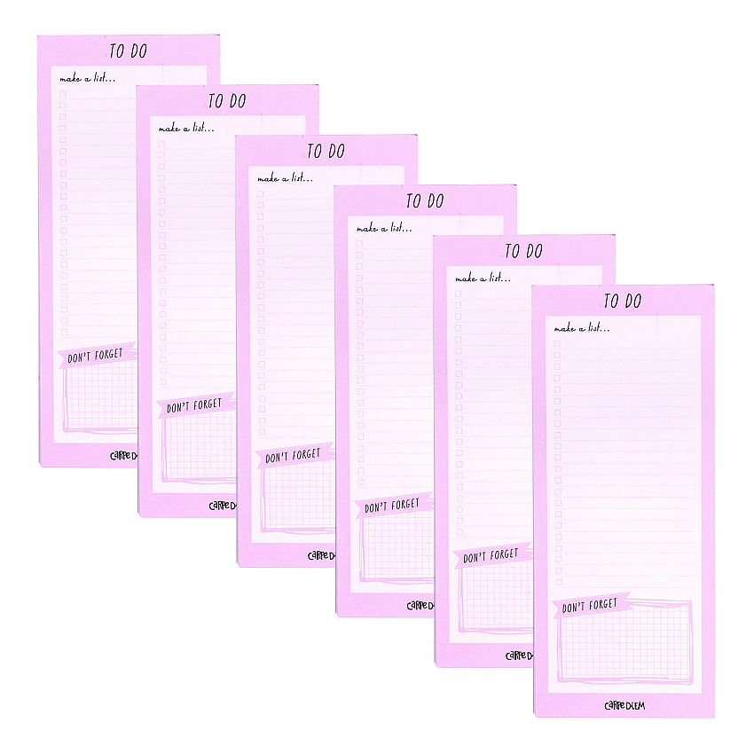 PUKKA PAD Magnetic To Do List, Unruled, 60 Pink/White 3.5 x 8.5 Sheets, 6/Pack (9161CD)