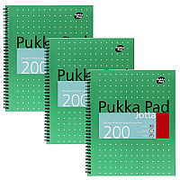 PUKKA PAD Letter Size Notebook, 1-Subject, Medium/College Rule, Metallic Green with White Dots Cover, (100) 11 x 8.5 Sheets, 3/Pack (8751MET)