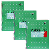 PUKKA PAD Letter Size 1-Subject Notebook, Medium/College Rule, Metallic Green Cover with White Dots, (50), 10.5 x 8 Sheets, 3/Pack (8795MET)
