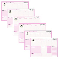 PUKKA PAD Weekly Planner Pad, 8.27 x 11.61, Pink Cover, 12-Month, Undated, 6/Pack (9163CD)