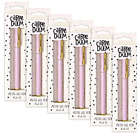 PUKKA PAD Carpe Diem All Metal Gel Pens Gel Pen, Stick, Medium 0.7 mm, Black Ink, Pink Barrel, 6/Pack (9157CD)
