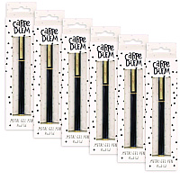 PUKKA PAD Carpe Diem All Metal Gel Pens Gel Pen, Stick, Medium 0.7 mm, Black Ink, Black Barrel, 6/Pack (9114CD)