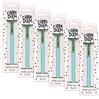PUKKA PAD Carpe Diem All Metal Gel Pens Gel Pen, Stick, Medium 0.7 mm, Black Ink, Blue Barrel, 6/Pack (9171CD)