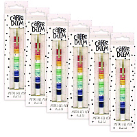 PUKKA PAD Carpe Diem All Metal Gel Pens Gel Pen, Stick, Medium 0.7 mm, Black Ink, Color Wash Multicolor Barrel, 6/Pack (9181CD)