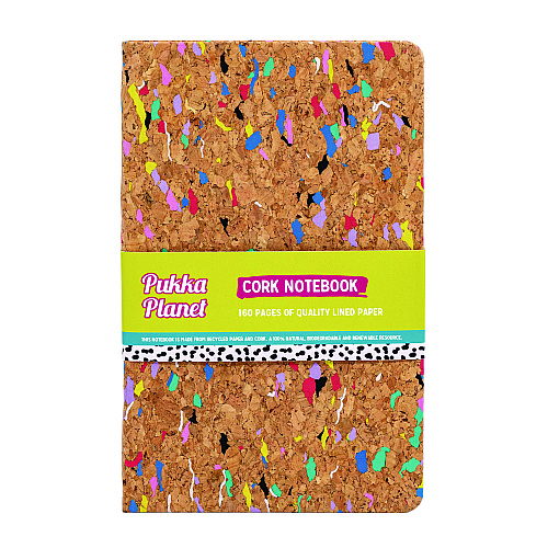 PUKKA PAD Soft Cover Eco Notebook, 1-Subject, Medium/College Rule, Cork/Multicolor Cover, (96) 8.27 x 5.24 Sheets (9855SPP)