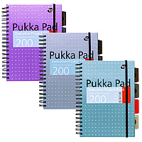 PUKKA PAD B5 Size Project Book, 4-Subject, Medium/College Rule, Assorted Metallic Color/Dot Covers, (100) 9.8 x 6 Sheets, 3/Pack (9589MET)